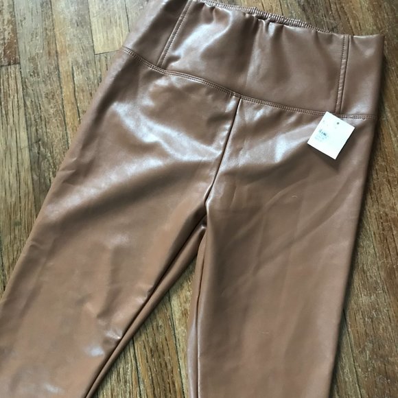 NWT Tibi Brown Faux Leather Leggings High Waist - Picture 12 of 16